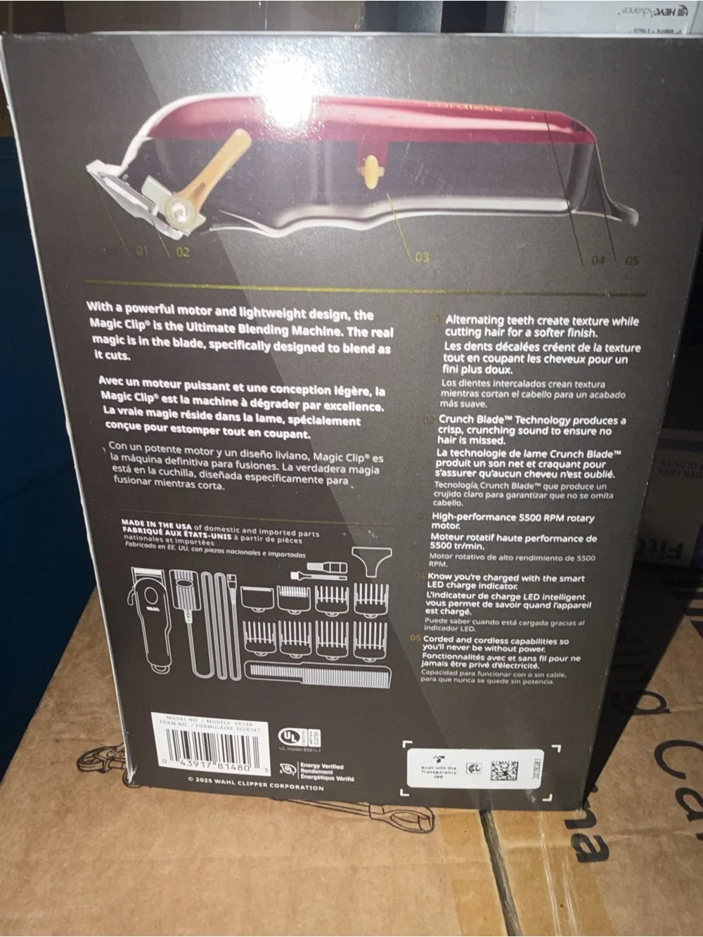 Wahl Magic Clip Cordless Hair Clipper - Maroon and Gold